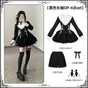 Black long-sleeve OP 4-piece set (long-sleeve OP + shorts + Nocturne brooch + 2 bow side clips) In stock / S