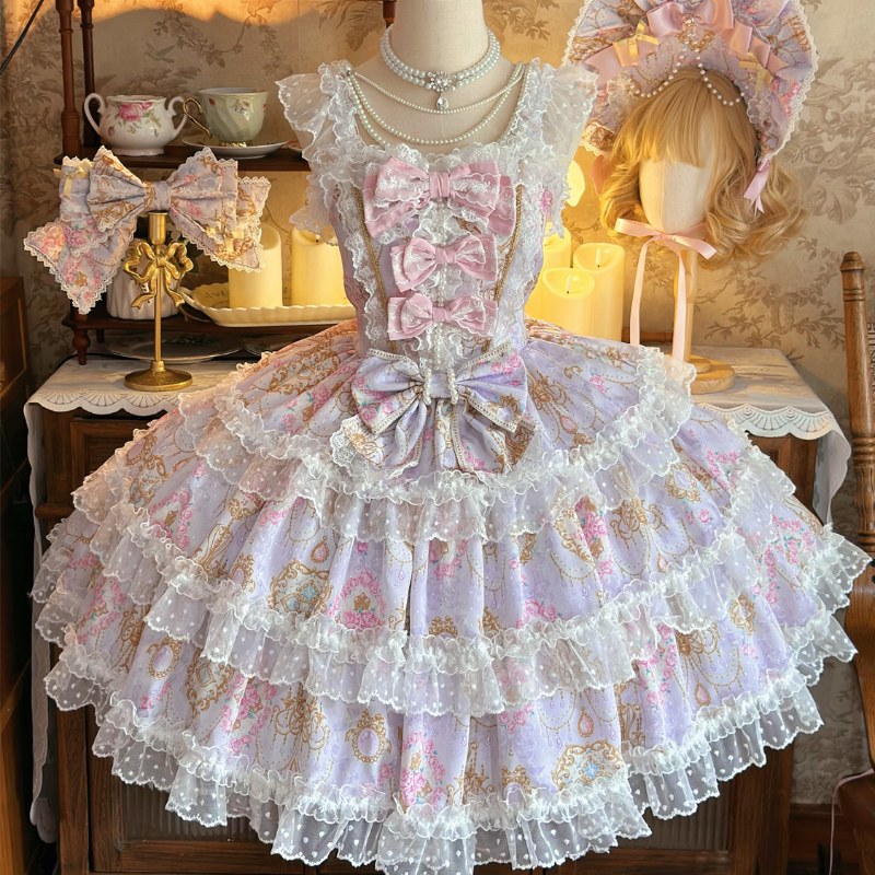 Lady Han Candelabra Chapter JSK dress by Lolita Fetch featuring elegant floral embroidery and a vintage-inspired silhouette.
