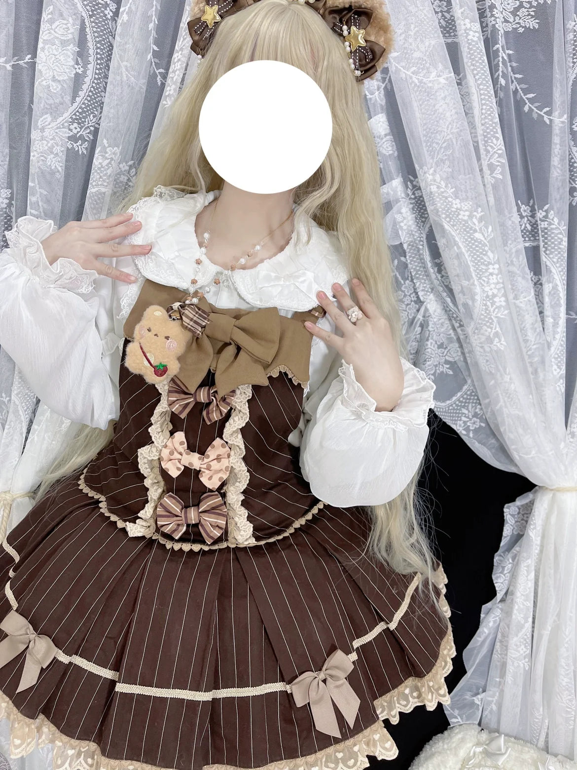 DMFS Lolita - Sweet Lolita Blouse Double-layered - Puff Sleeves Lolita Shirt Innerwear
