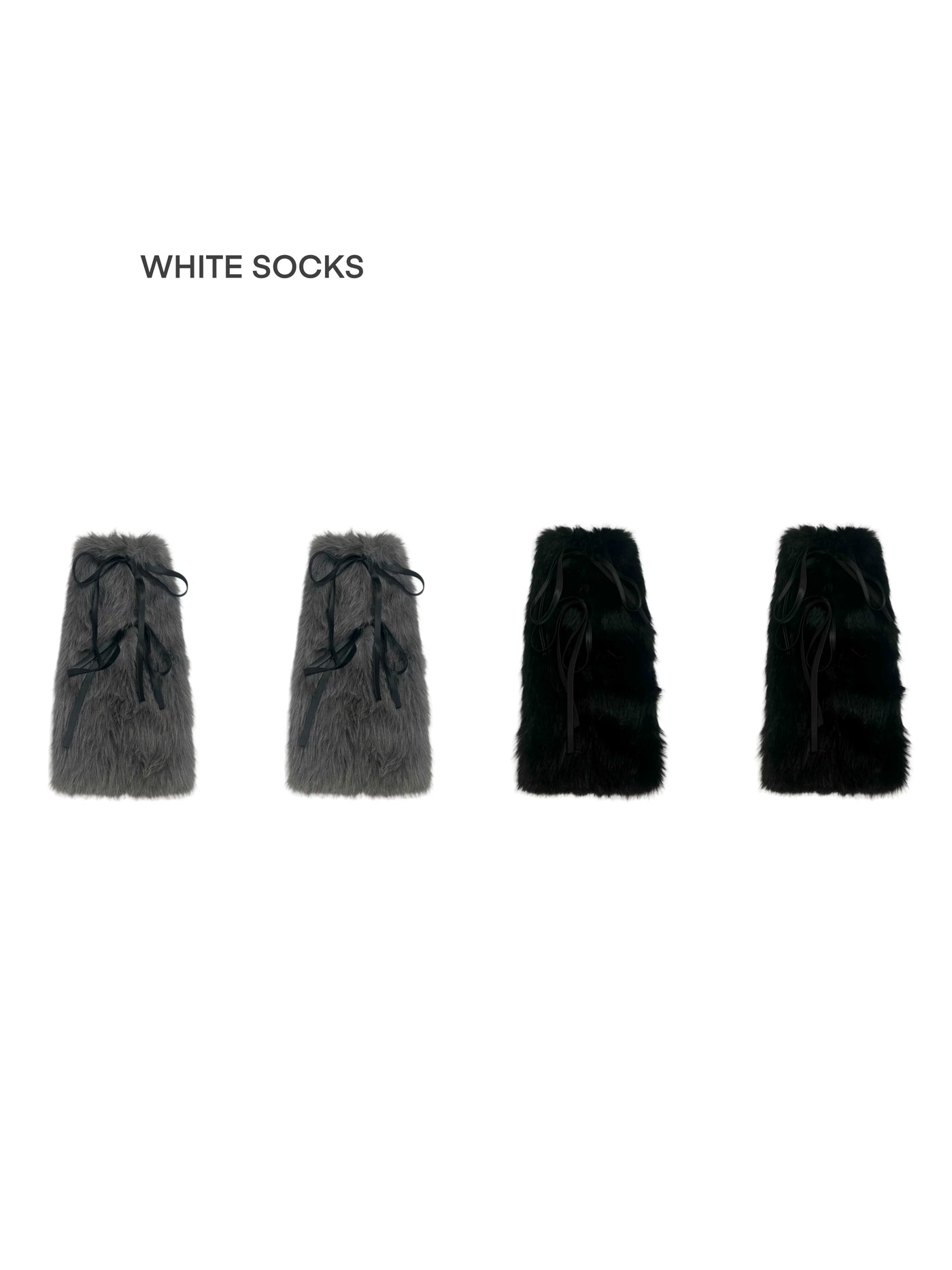 White Socks - Y2K Furry - Furry Leg Warmers with Long Tie Cords