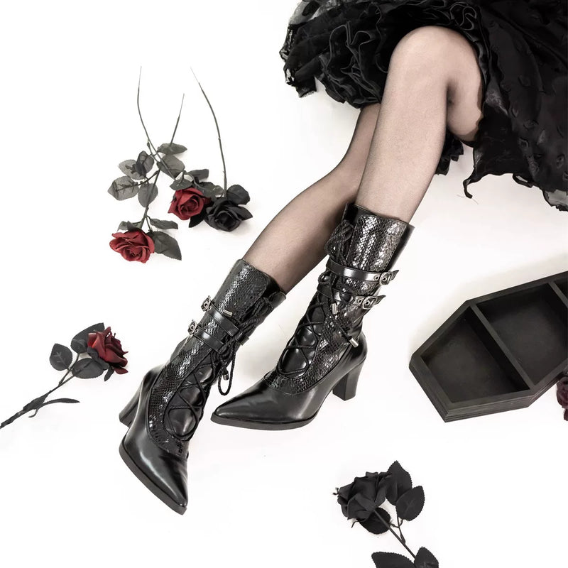 MODO Nightfall & Dawn Pointed-Toe Gothic Lolita Boots – design details – view 5