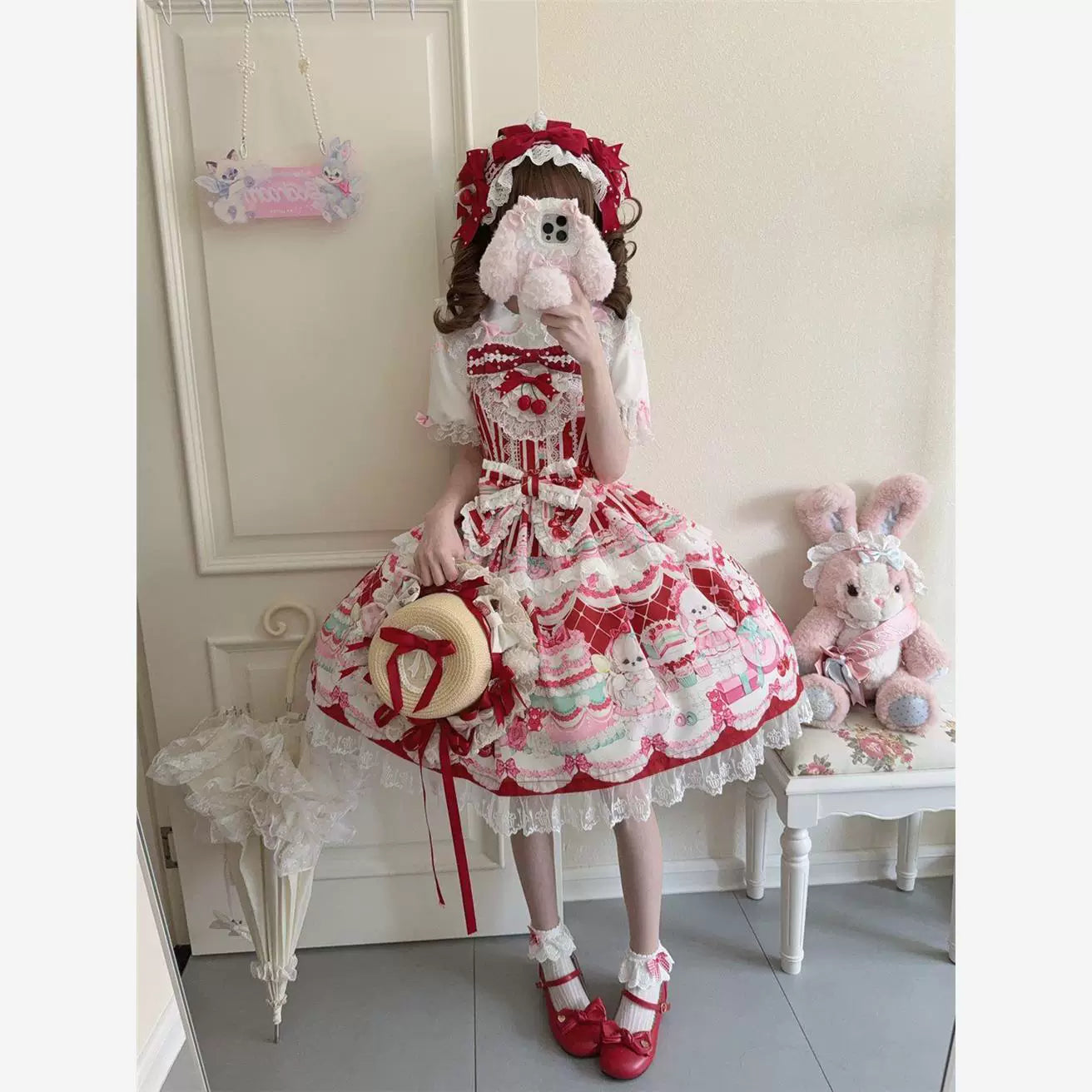 Sweetheart Dream Machine - Original Design - Red, Pink, Blue or Yellow JSK with Layered Lace
