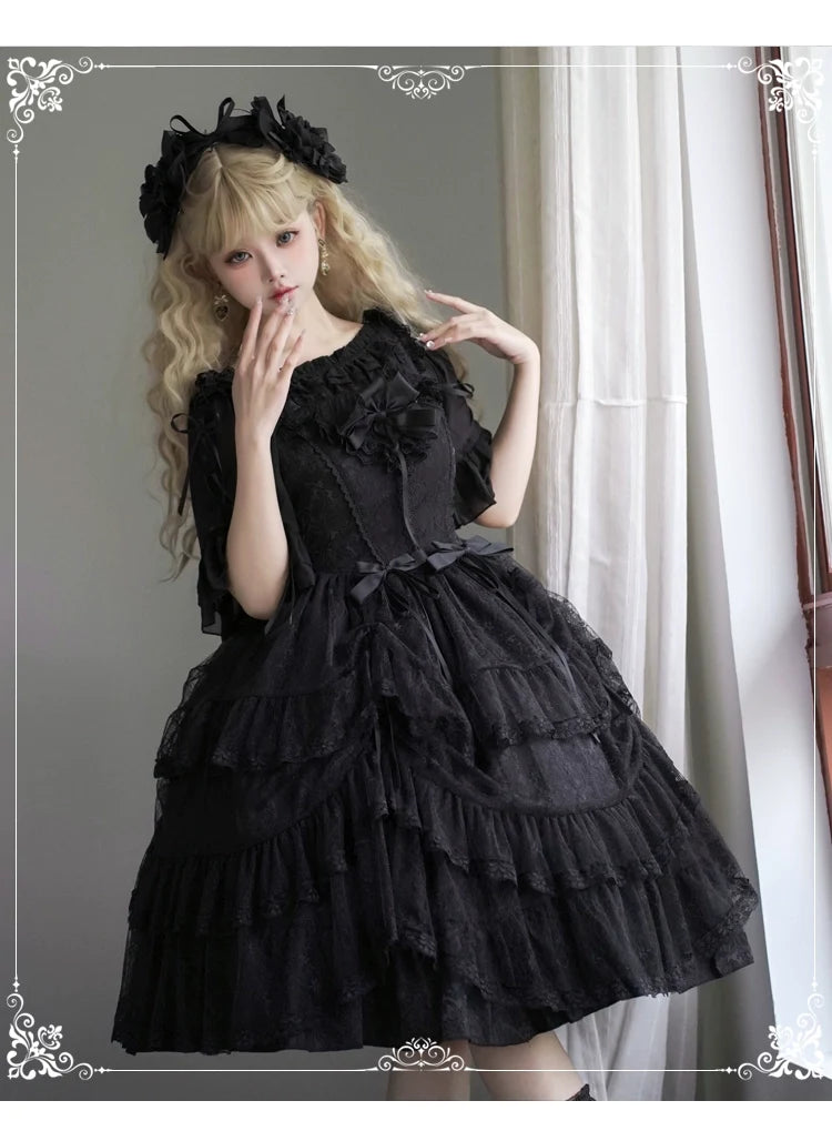 Eieyomi - Iris Love - Gothic Princess Lolita JSK Dress & Elegant Chiffon Top