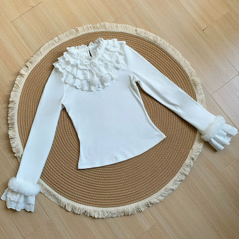 With PUJI - Frostfall - Winter Sweet Lolita Inner Wear, Layered Lace