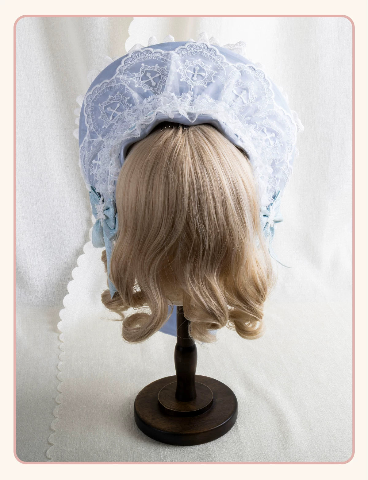 Stardust Rose - Christmas Lace - Lace Headwear with Layered Blue Bows