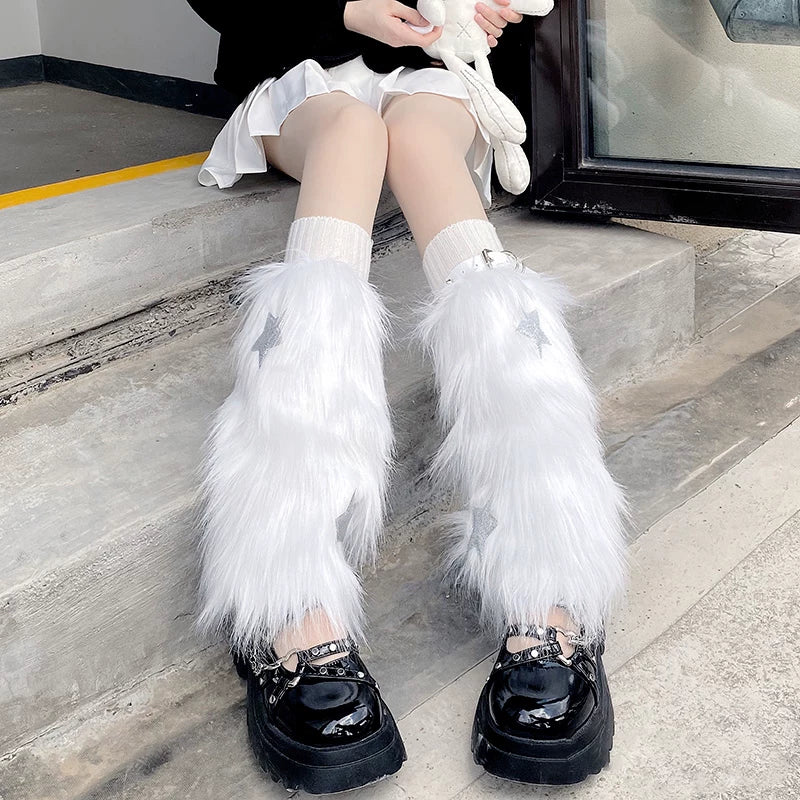 Floral Milk Cat - Starry Y2K - Furry Leg Covers with Star Details