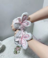 Fantasy Doll - Bunny-Ear Lace Bow - Lace Sleeve Cuffs with Bunny-Ear Shapes - Pink / One Size