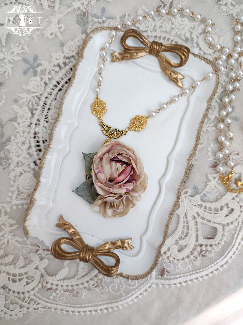 Lilyka Garden - Classic Lolita Headdress and Necklace Brooch Bow Trailing Long Necklace