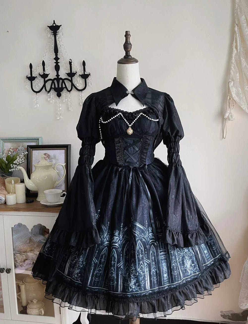 Sugar Girl - Silent Night Church - Gothic Lolita JSK Dress & Bolero, Church Print