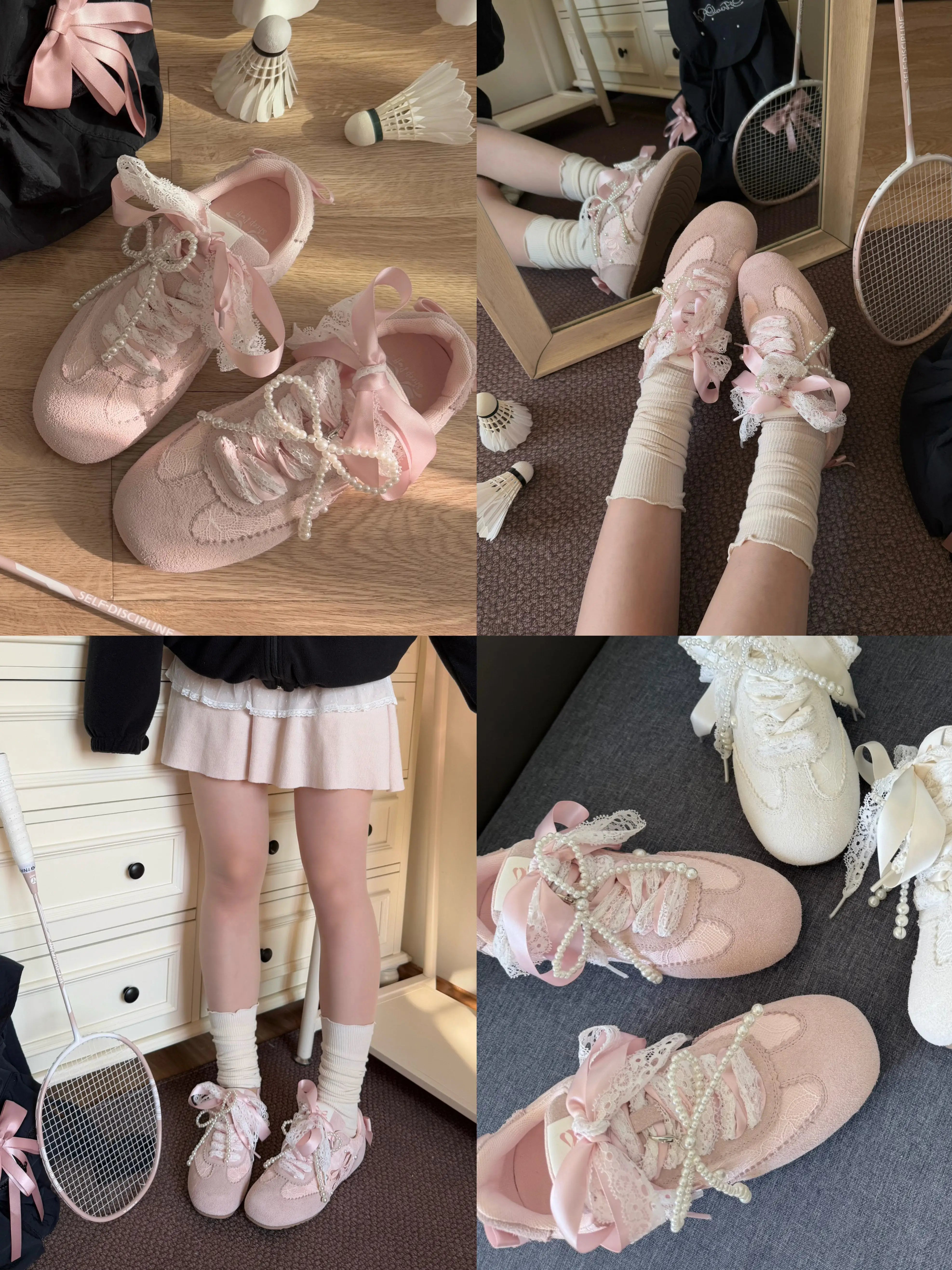 Sheep Puff Dream Lace Lo-Run Lolita sneakers featuring white lace accents and a playful sheep puff design on stylish shoes
