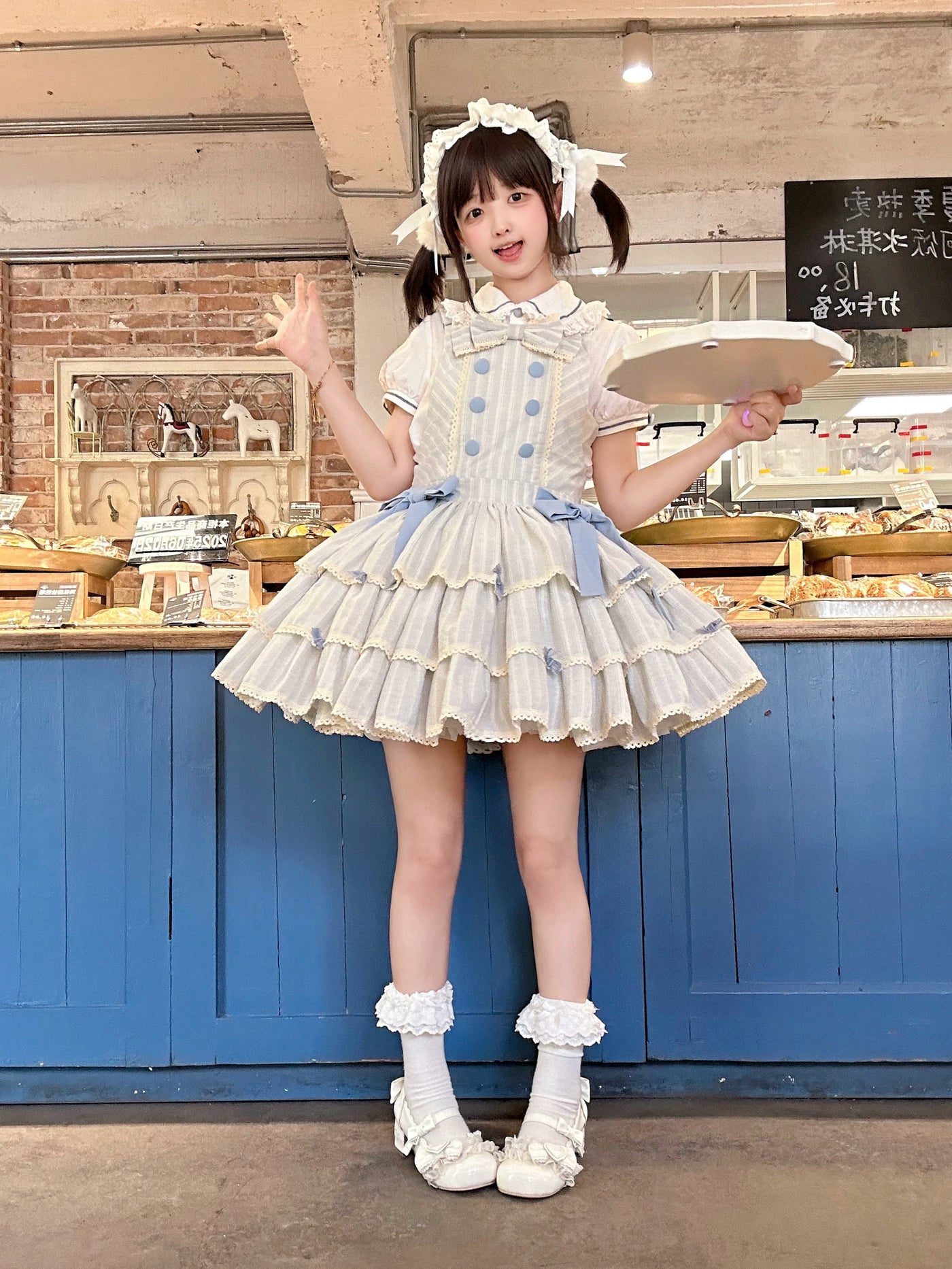 White Tea Story - Mian Mian Bing - Tiered cotton Lolita jumper skirt