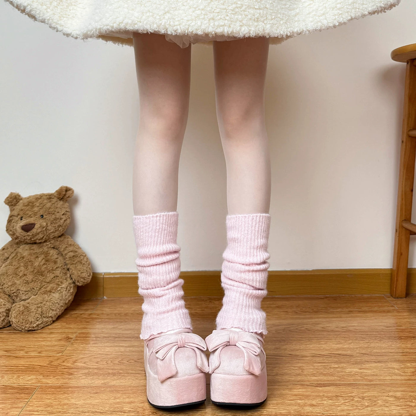 Chubby Bear Tales - Antique Knit - Scrunched leg warmers with a thick knitted texture