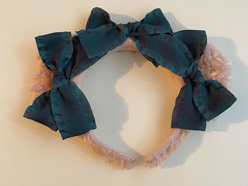 Benshouzao Handmade Bear-Ear Bow Headband — No. 9 Dark Green Bear Ears