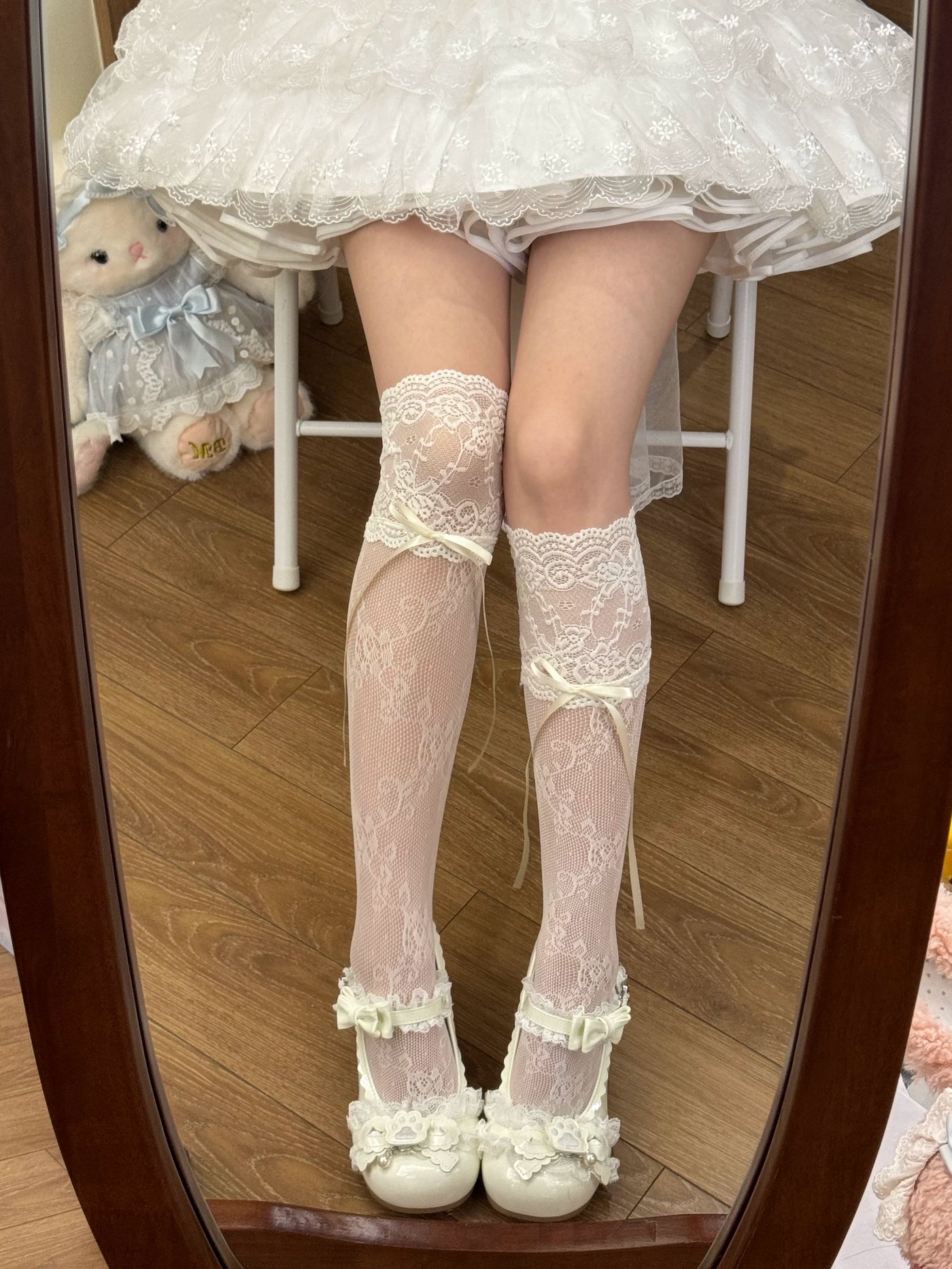Fantasy Doll - Sweet Lace Bow - Long Socks with Lace Trim and Bow Options