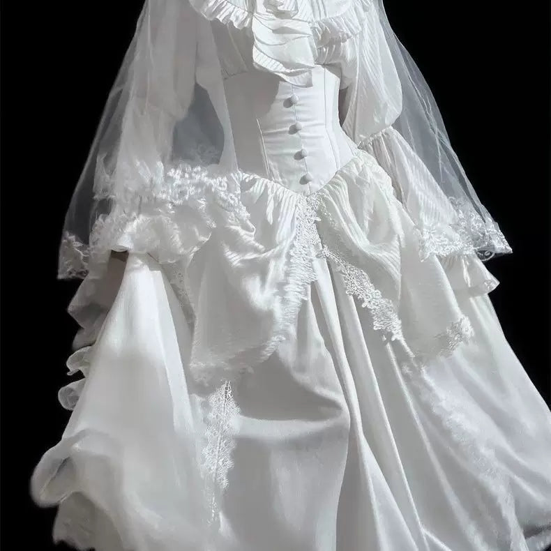 Sweetheart Dream Machine - Sleepwalking - Blouse and Skirt Set with Layered Ruffle Sleeves