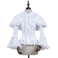 LACE GARDEN - Knight Manor - Hime-Sleeve Blouse Two-Piece Set with Detachable Shawl - White shirt two-piece set, detachable shawl / S