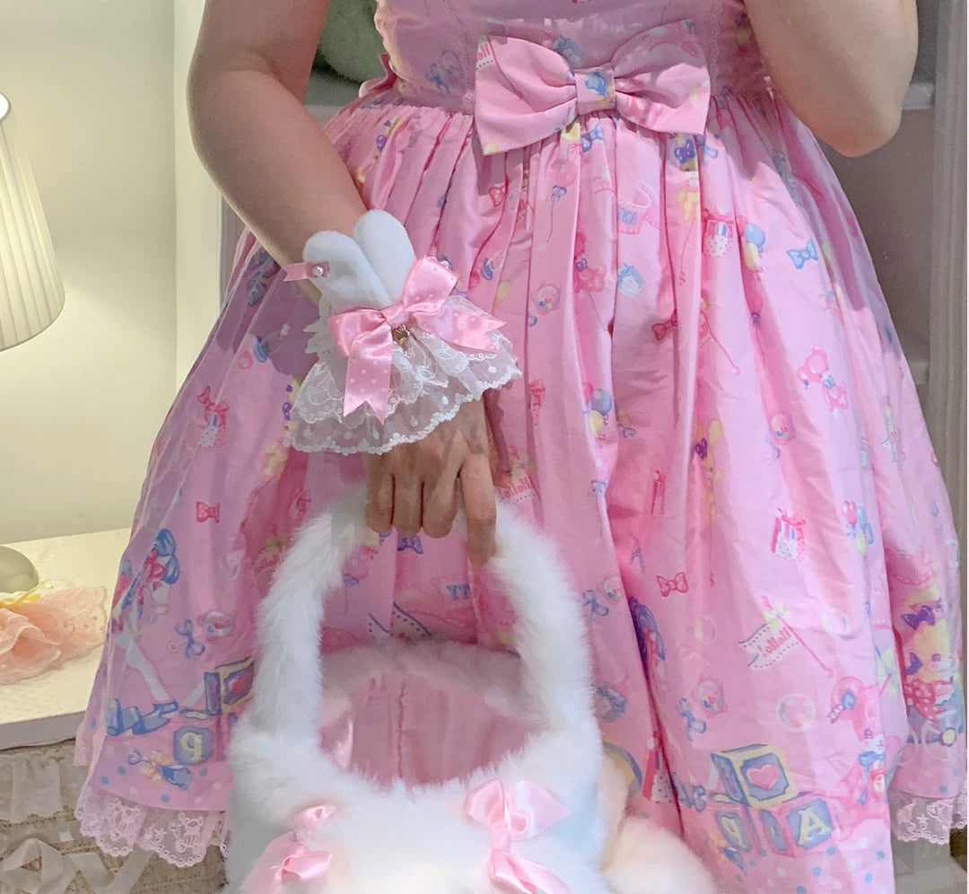 roji roji - Bunny-Ear Lace - Hand Sleeves with Polka-Dot Bows