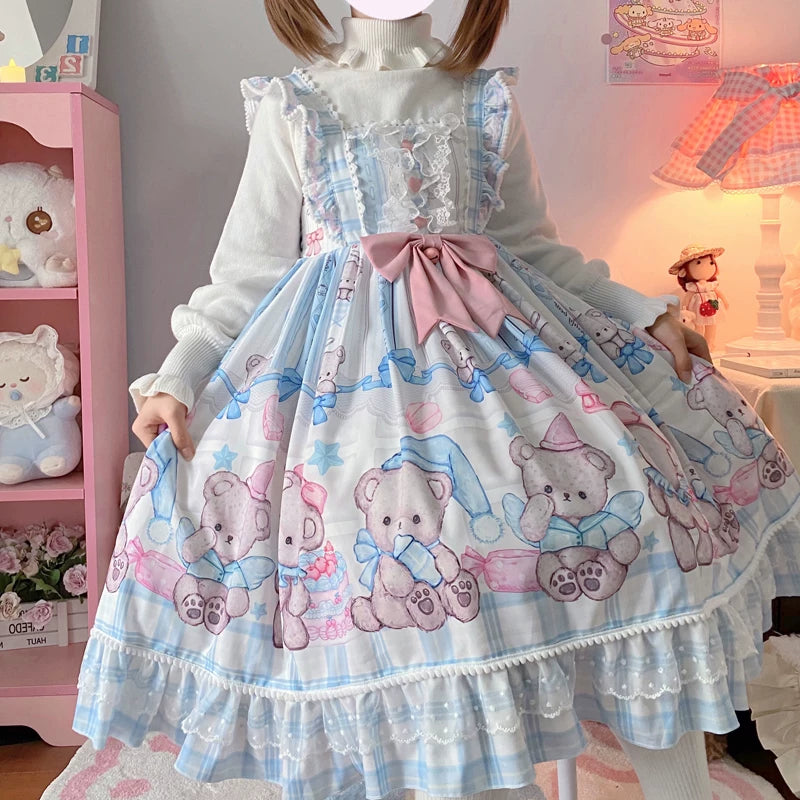 Yueele - Teddy Tea Party - Plus-Size Lolita Outfit Set - detail view 7