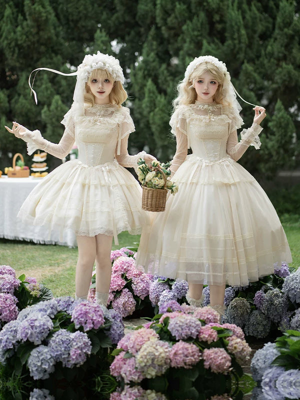 With PUJI - Confession Poem - Classic Lolita Corset JSK Set, Lace & Bows product view