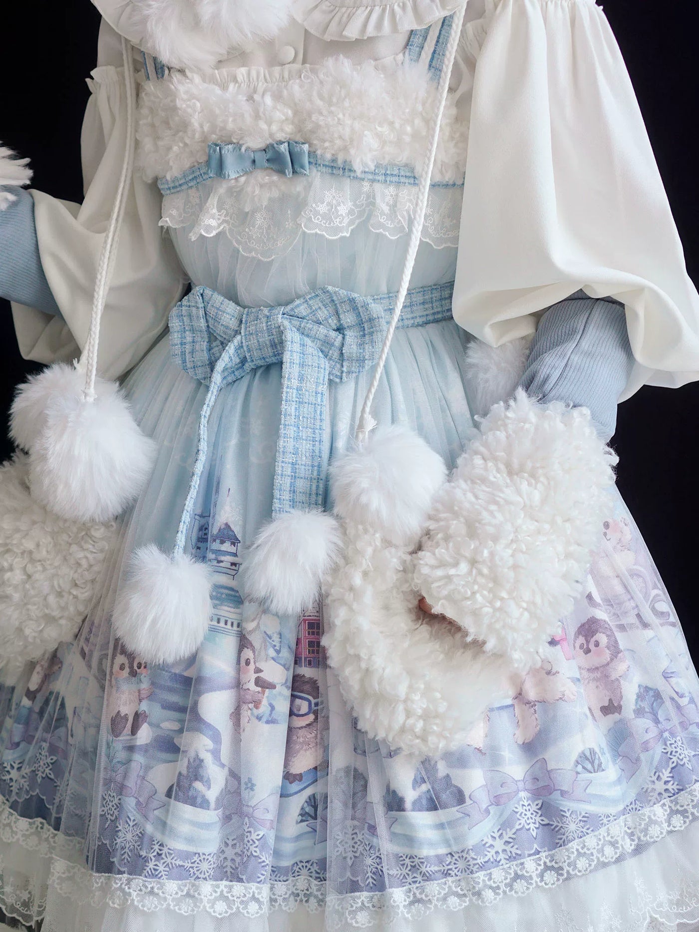 Dream Bunny - Penguin Snow Treasure - Penguin-print JSK with plush trim