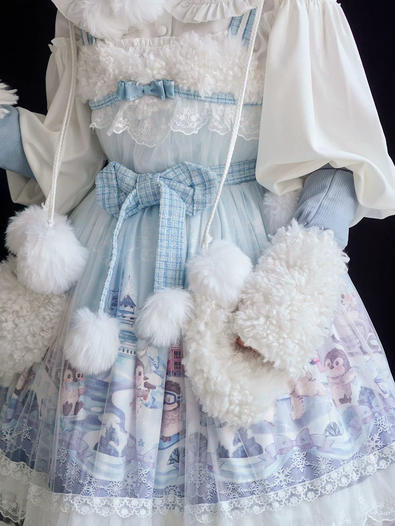 Dream Bunny - Penguin Snow Treasure - Penguin-print JSK with plush trim