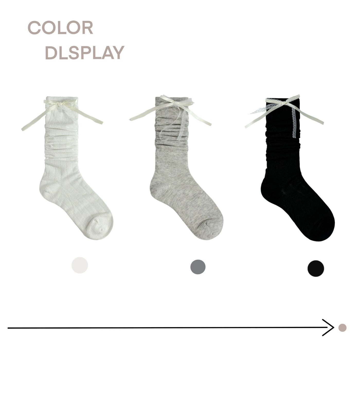 White Socks - Ribbon Lace - Slouch Socks with Lace Bows