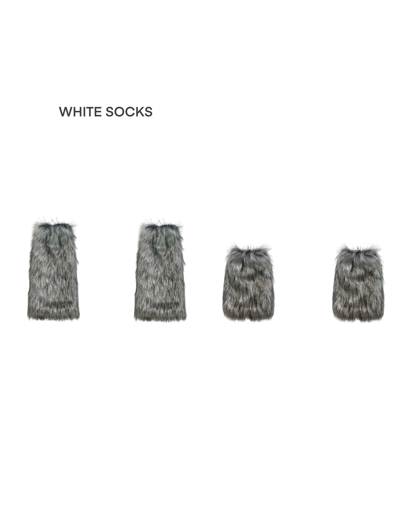 Grey faux fur short leg warmers, 25cm length, one size