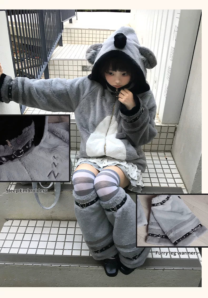Baozi Pig - Sleeping Koala - Plush Coat with Matching Leg Warmers or Koala Bag