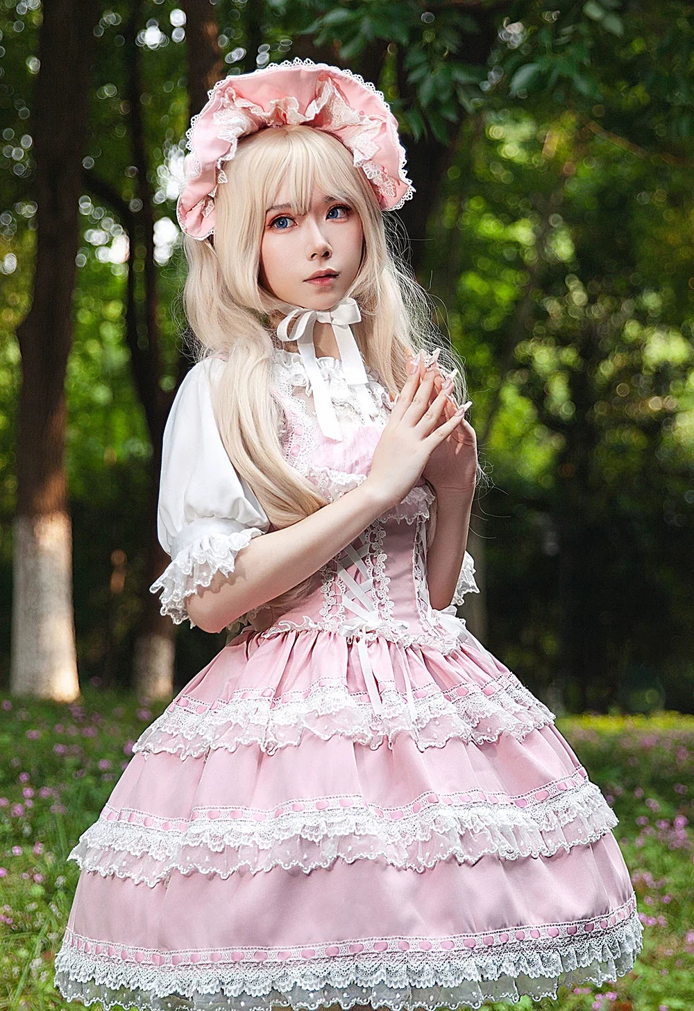Infanta - Mirror Doll - Old School Lolita Tiered Hem JSK with Polka Dot Lace