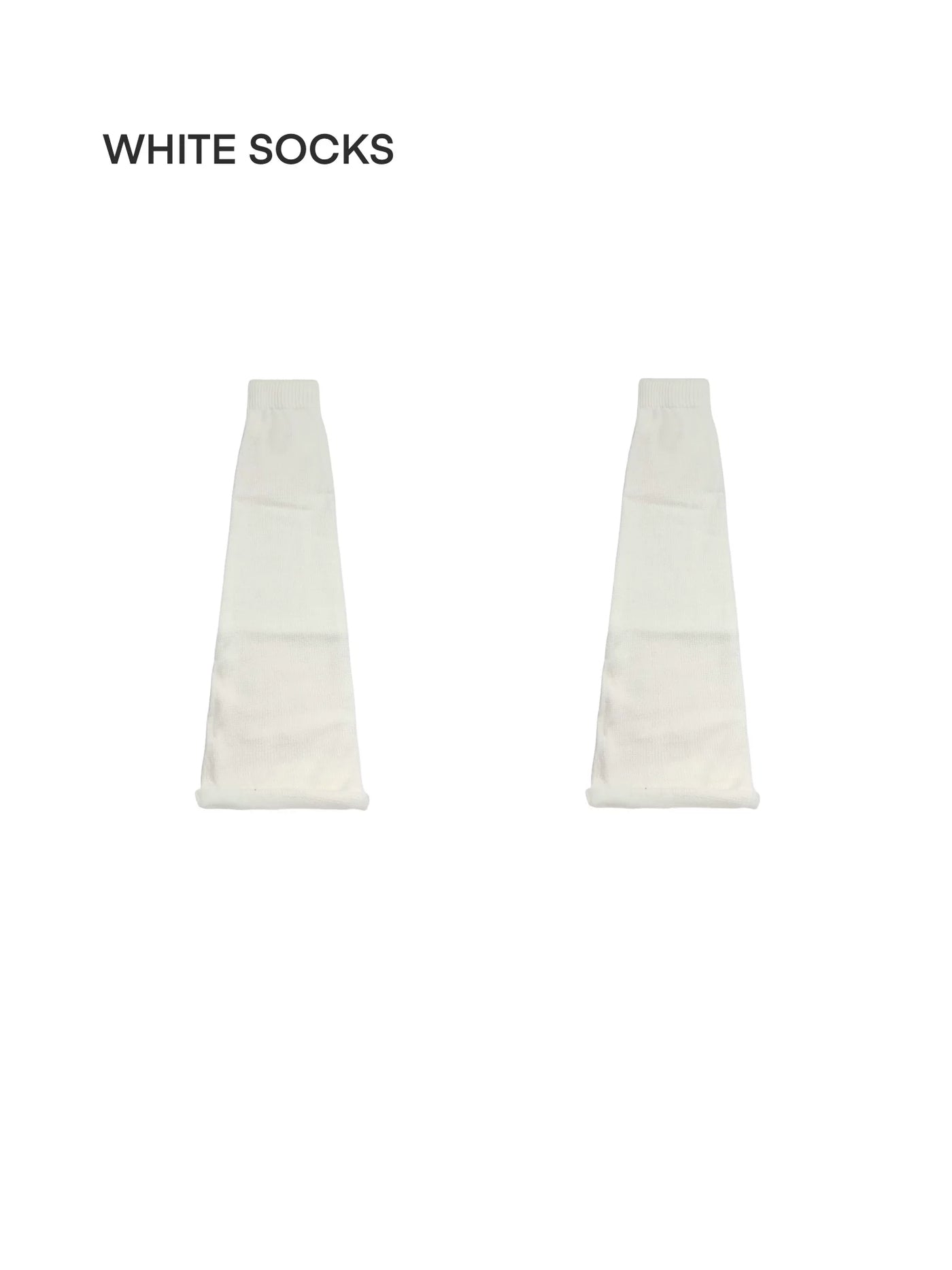 Black and white long slouch socks displayed in product imagery with gathered legs.