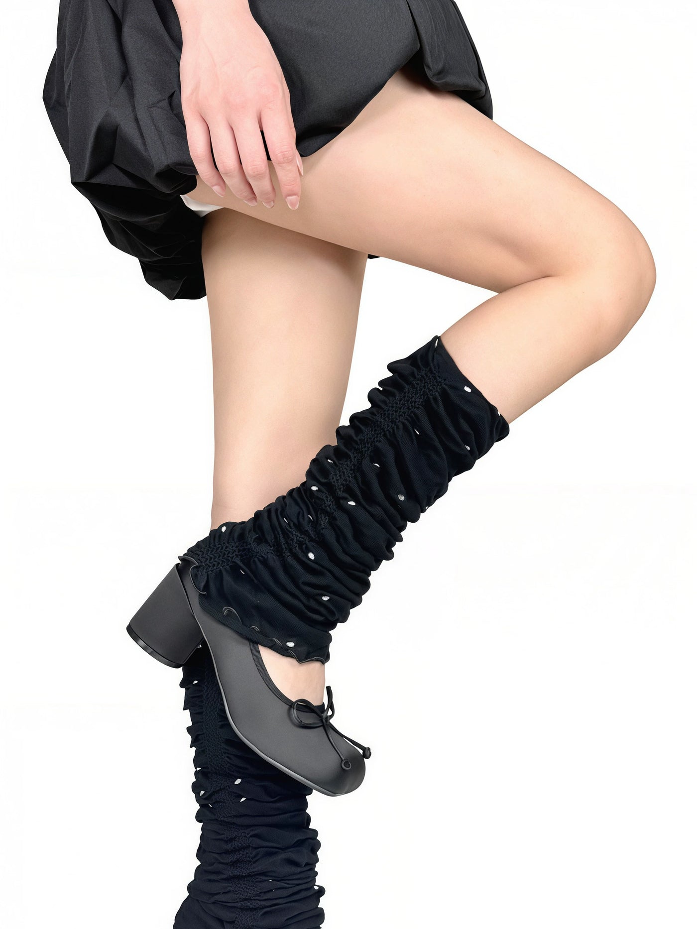 White Socks - Ballet Polka Dot - Polka-Dot Calf Sock Covers