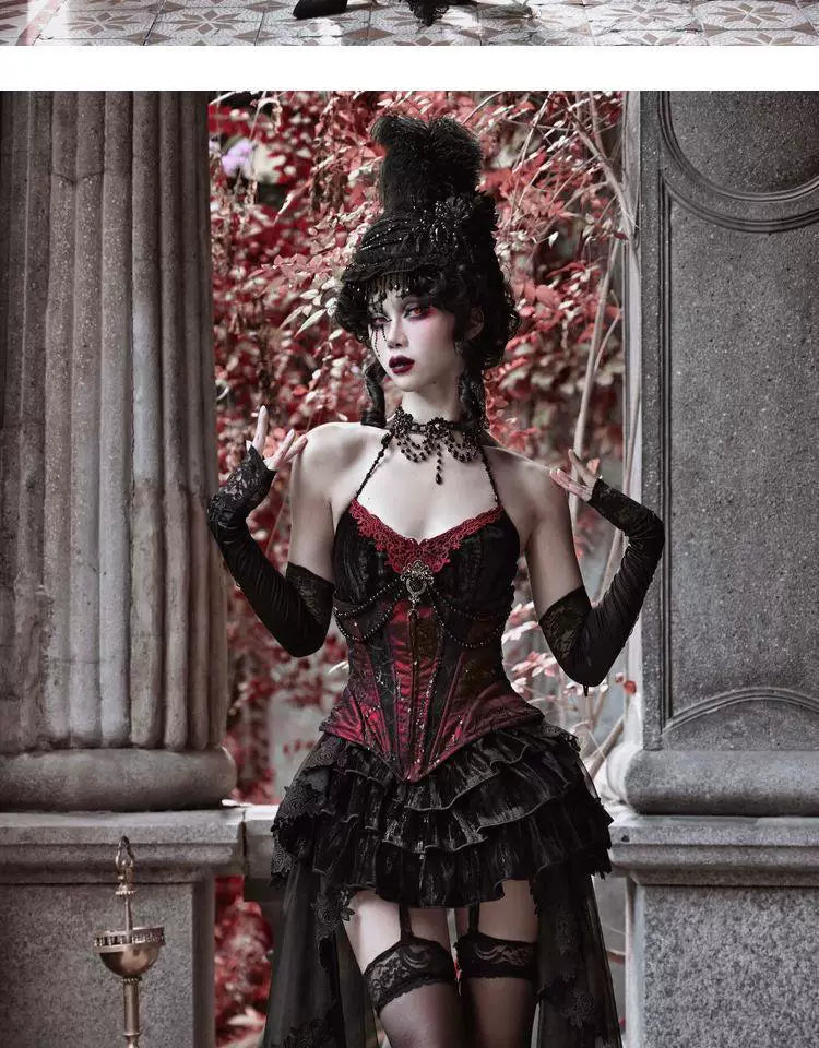 Sweetheart Dream Machine - Gothic Halloween - JSK with a velvet fishbone corset waist