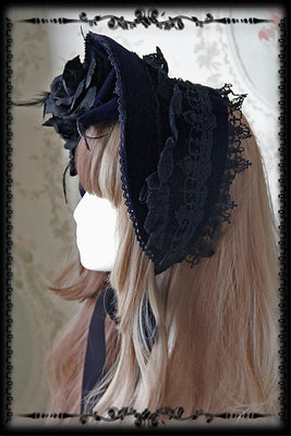 Midnight Magic - Gothic Lolita JSK Dress S dark blue bonnet