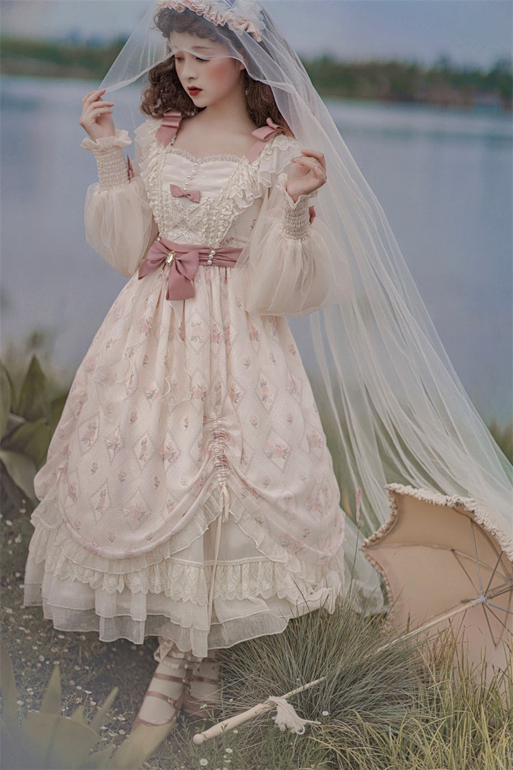Letters from Unknown Star - Time Stationery - Elegant Lolita Long Sleeve OP Dress