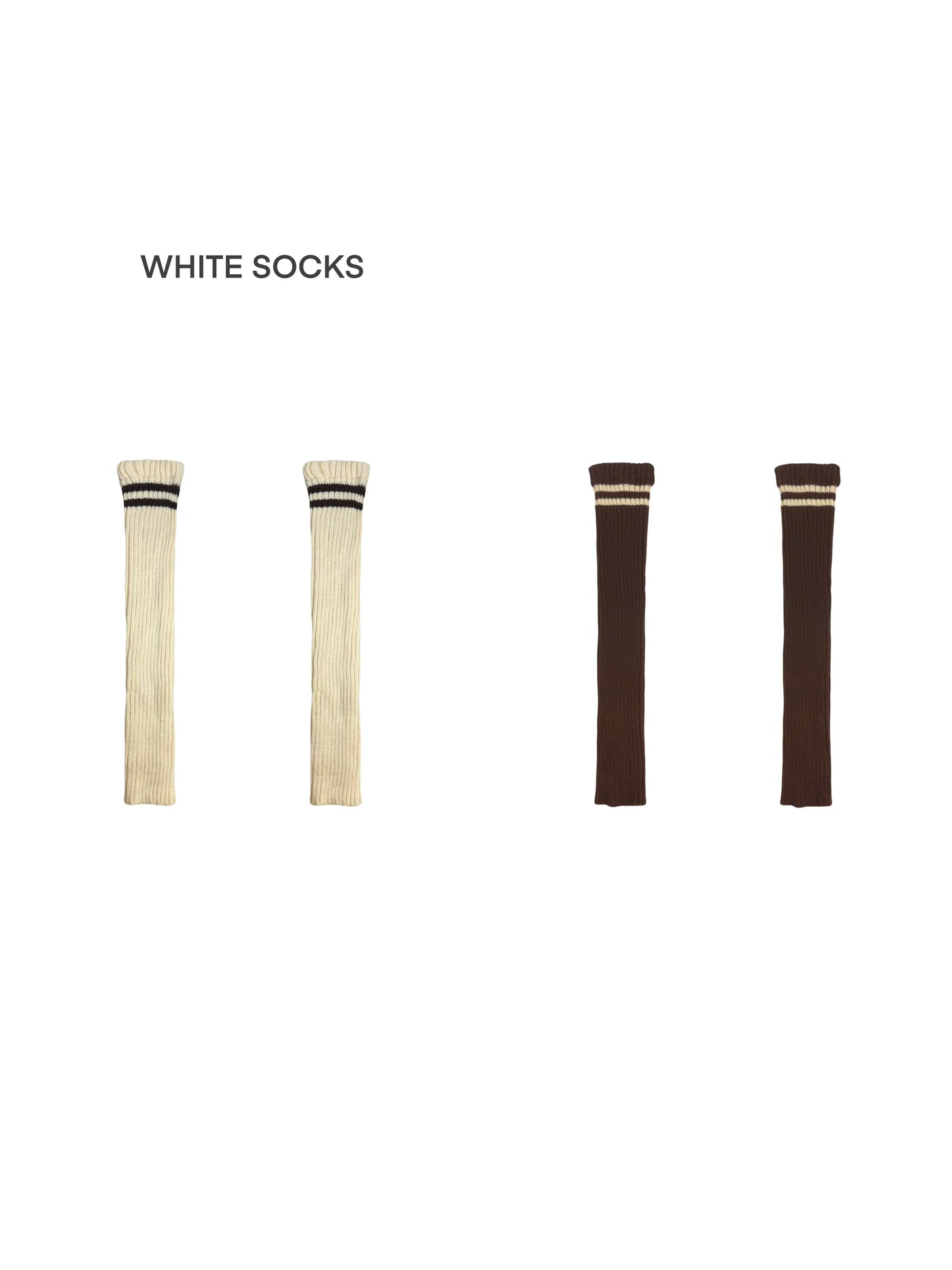 White Socks - Double Stripe - Ribbed Slouch Leg Warmers