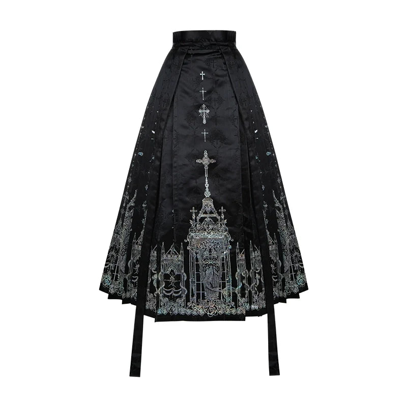 With PUJI - Raven's Night Song - Oriental Aesthetics Gothic Lolita Dress Set (L M S) 43907:788843