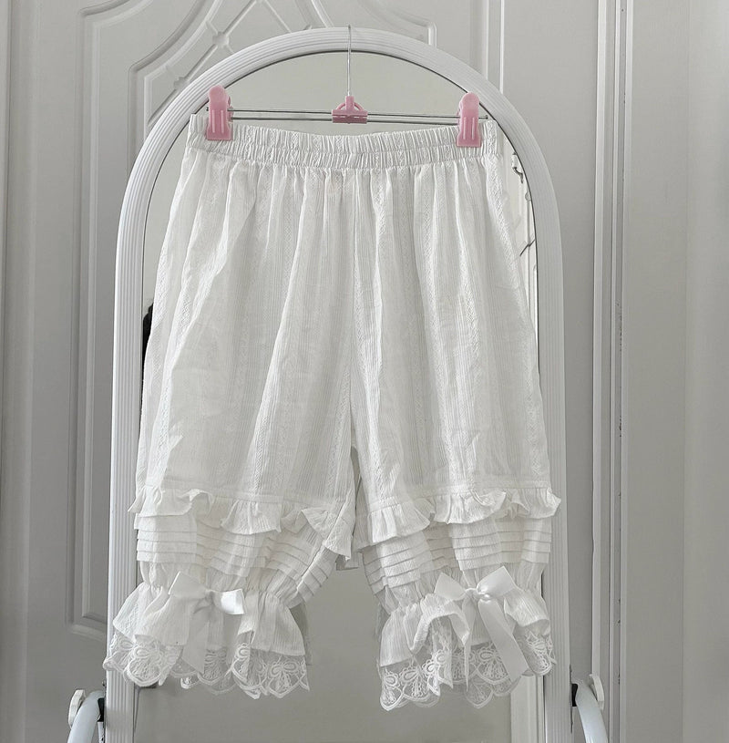 Twelve Meow - Sweet Accordion Pleats - Sweet Lolita bloomers with lace cuffs and bows - product detail 3