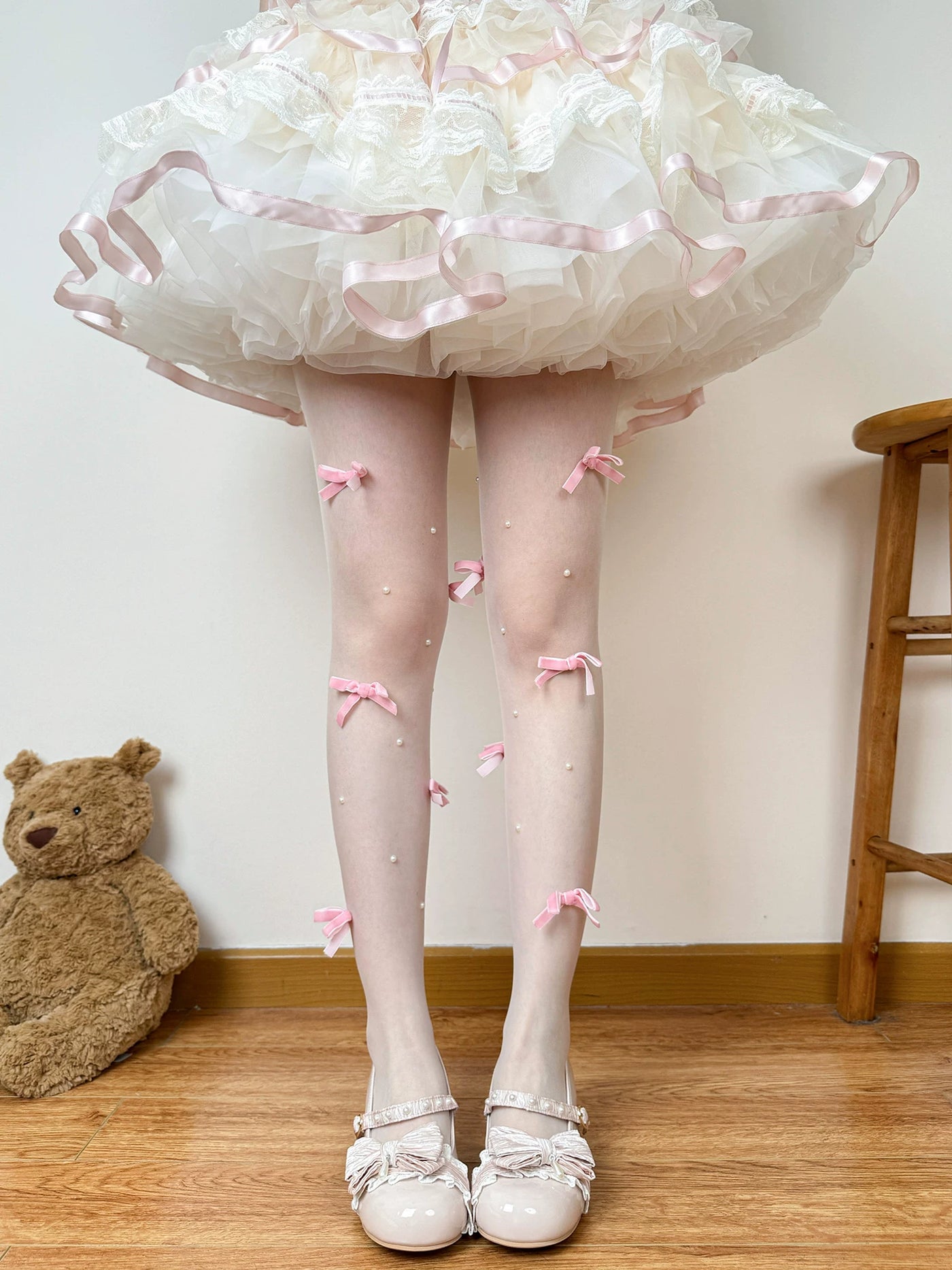 Chubby Bear Tales - Ballet Bow Collection - Tights with Decorative Bow and Motif Variations