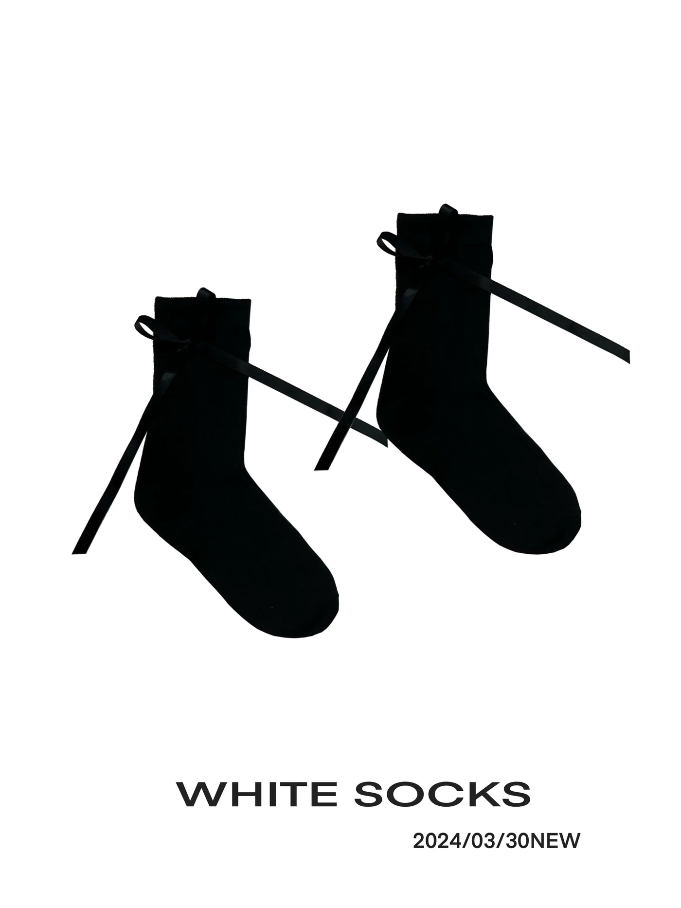 White Socks - Ballet Strap - Mid-Calf Socks with Bow Ties