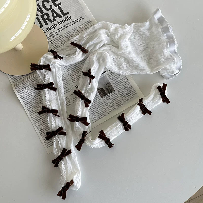 Sock Noble - Bow Lace Cutout - Tights with Openwork Lace Panels