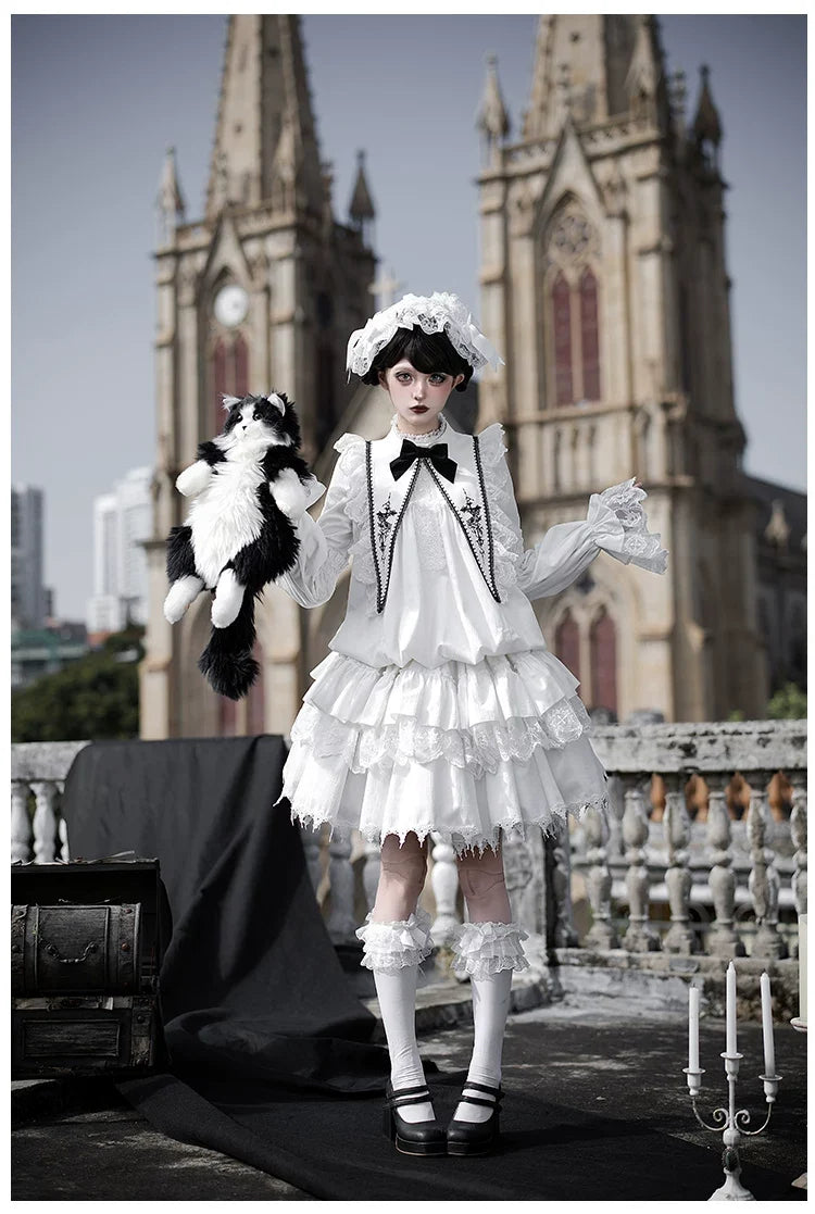 With PUJI - Dawn Bell & Dusk Song - Gothic Lolita Velvet OP Dress, Back Zipper