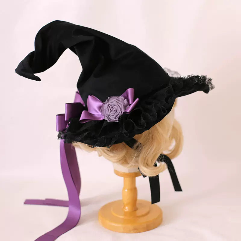 Xiaogui - Halloween Gothic Lolita Witch Hat - Bow Velvet BNT Headwear