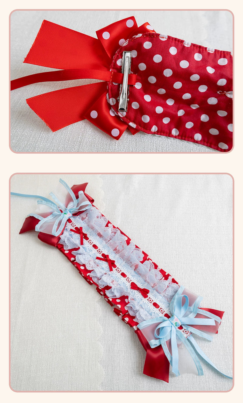 Stardust Rose - Strawberry Polka Dot - Six-Style Headwear Selection with Ice-Blue Ribbons