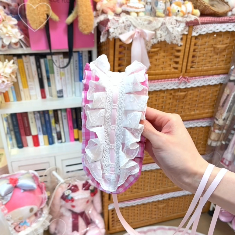 Tata Long Ear - Gingham Baileys - Pink gingham check sweet lolita JSK