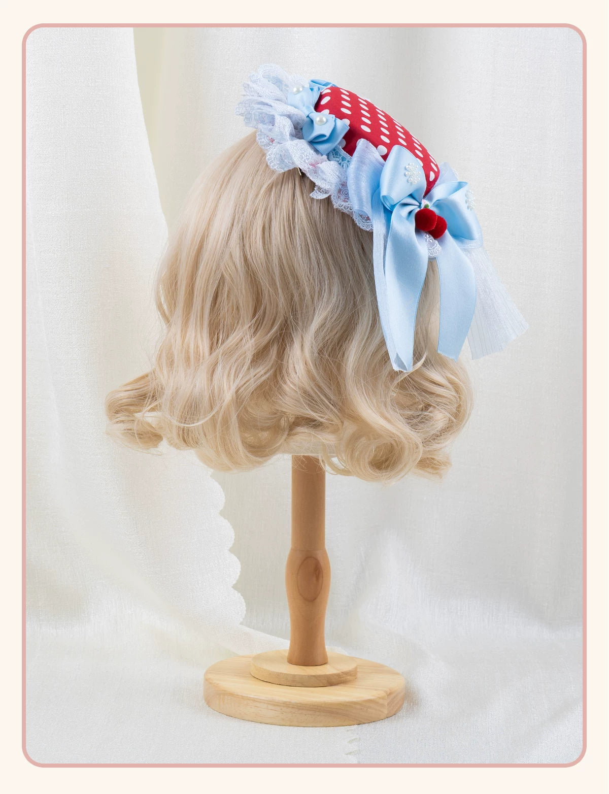 Stardust Rose - Strawberry Polka Dot - Six-Style Headwear Selection with Ice-Blue Ribbons