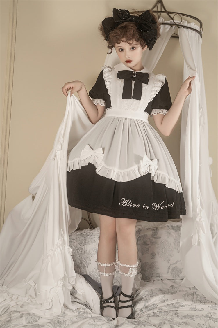 Letters from Unknown Star - Sweet Alice - Short Sleeves Maid Lolita OP
