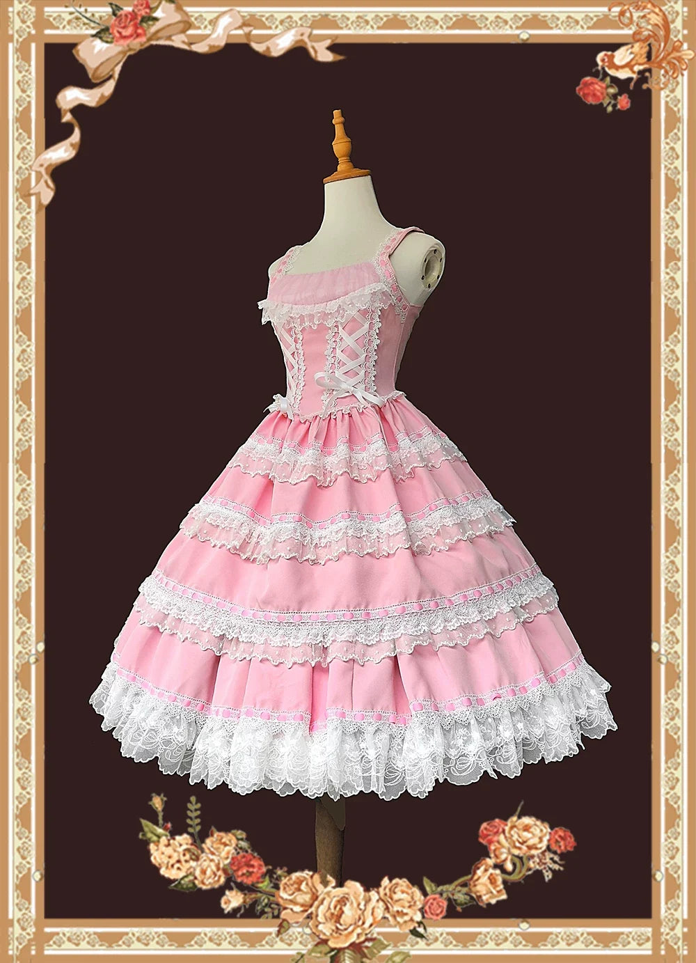Infanta - Mirror Doll - Old School Lolita Tiered Hem JSK with Polka Dot Lace