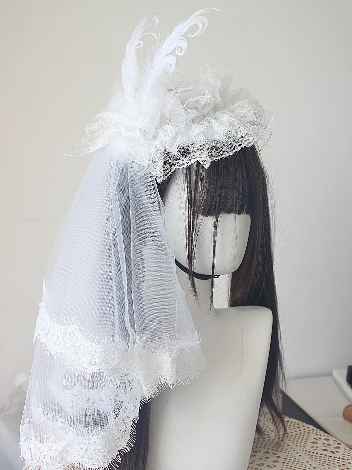 Deer Girl Handmade - Sparrow's Feather - Black and White Hat and Veil Selection
