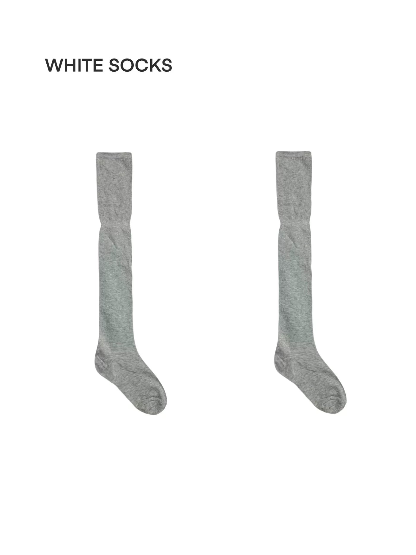 White Socks - Ruched Ribbed - Knee-High Socks with a Ruched Upper