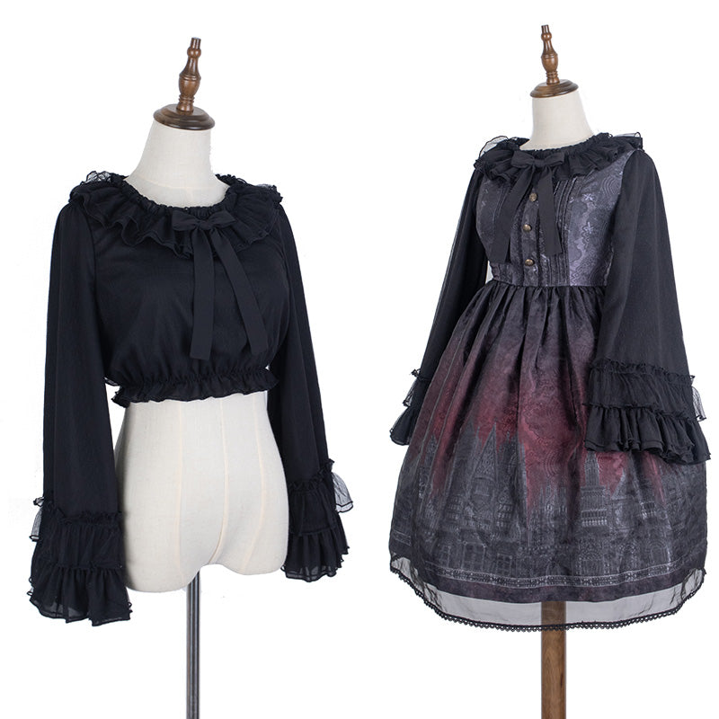 Sakurada Fawn - Plus Size Lolita Blouse Cheese - Chocolate Long Sleeve Innerwear